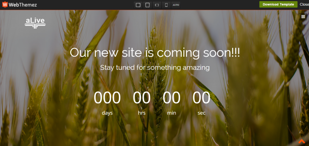 coming soon page - alive