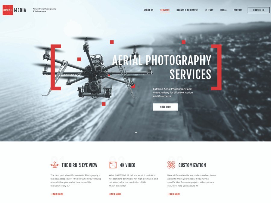 Drone Media Aerial Photography & Videography WordPress Theme
