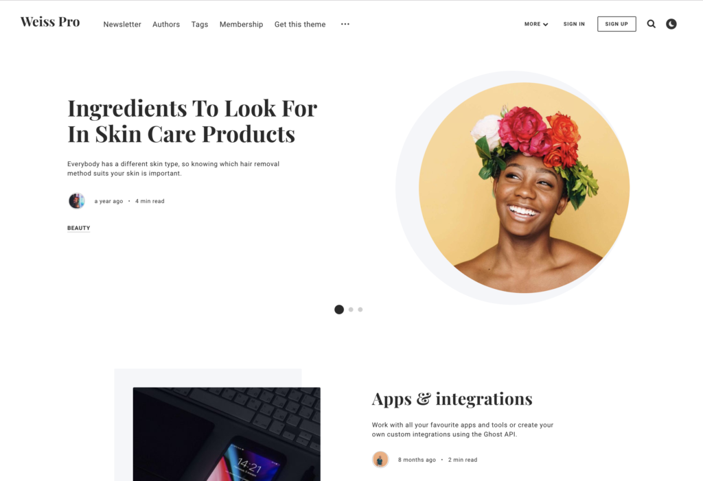 weiss pro ghost theme